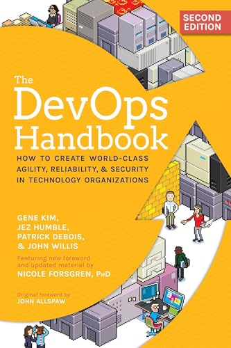 Couverture du livre The DevOps Handbook (2e édition) de Gene Kim, Jez Humble, Patrick Debois et John Willis (IT Revolution), guide pratique de référence sur les principes et pratiques DevOps